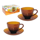 JOGO XICARAS VIDRO AMBAR LISTRAS COM 12PCS REF-GB00025ABORNEO