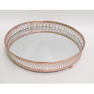 BANDEJA METAL COM ESPELHO ROSE 24,5X24,5CM REF-69485001