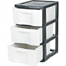 GAVETEIRO PRETO COM 3 GAVETAS BRANCAS REF-1713