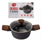 Panela Caçarola De Aluminio Com Indução 1,9l Antiaderente Cor Marrom/carvalho