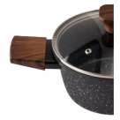 Panela Caçarola De Aluminio Com Indução 1,9l Antiaderente Cor Marrom/carvalho