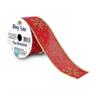 FITA ARAMADA ORGANIZADA C/ GLITTER C/ COSTURA VERMELHO DOURADO 9,14M X 3,8CM REF-73330003
