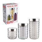 CJ DE POTES DE VIDRO TAMPA INOX 3 PÇS REF-VDR7047-03