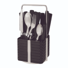 CONJUNTO DE TALHER VARANDA GOURMET RATTAN 24 PCS PRETO REF-TAL9874PT