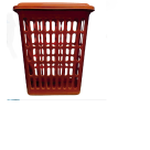 CESTO TELADO RETANGULAR C/TAMPA 60 L VERMELHO