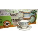 CJ CHA ASIA-INDIA-PORCELANA-12PCS (6 XICARAS 6 PRATOS ) 170ML REF-CHA20010