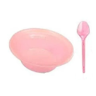 LANCHE FELIZ PAPINHA C/02PCS CUMBUCA/COLHER ROSA REF-07106