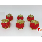 ENFEITE NATAL TAMBOR VELUDO C/06 UND VERMELHO 3CM REF-2045001