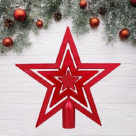 ENFEITE NATAL PONTEIRA ESTRELA METALIZADA VERMELHO 18CM REF-66715002