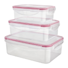 CONJUNTO 3 POTES HERMÉTICOS RETANGULARES VERMELHO EURO REF-PLA3697-VM