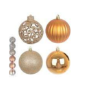 BOLA NATAL DECORADA C/ GLITTER C/6UND PVC NUDE 10CM REF-74875003
