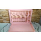 ESCORREDOR PRATOS 12 PÇS ROSA C/BANDEJA
