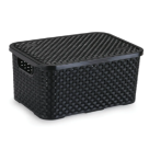 CESTO ORGANIZADOR RATTAN MEDIO PRETO C/TP REF-068/P