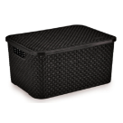CESTO ORGANIZADOR RATTAN GRANDE PRETO C/TAMPA REF-069/P