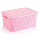 CESTO ORGANIZADOR RATTAN GRANDE ROSA BABY C/TAMPA REF-069/RB