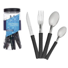 JG DE TALHERES 24 PC CB PLAST PRETO FREE C/ POTE LINHA URBANO REF-84524/5D2