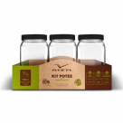 KIT POTE QUADRADO 0,75L ECO PRETO REF-101997140105