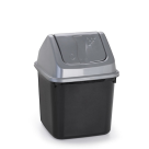 LIXEIRA BASCULANTE 7L PRETA COM TAMPA PRATA BLACK LINE REF-5019