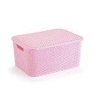 CESTO ORGANIZADOR RATTAN MEDIO ROSA BABY C/ TAMPA REF-068/RB