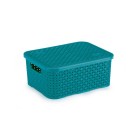 CESTO ORGANIZADOR RATTAN MEDIO AZUL BABY C/TAMPA REF-068/AB
