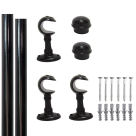 KIT VARAO CORTINA ACO ALPHA 2,5M PRETO 19MM REF-251