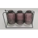 VIDRO KIT VASOS SUPORTE C/3 (ROSA ANTIGO)REF-64576003