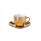 CJ 6 XICARAS P/ CAFE C/ PIRES DE PORCELANA LUMINUS DOURADA 90ML REF-8605