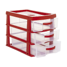 GAVETEIRO C/03 GAVETAS 30X24X20CM VERMELHO REF-62401