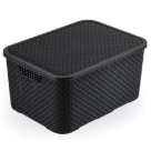 CESTO ORGANIZADOR RATTAN GRANDE PRETO C/TAMPA REF-069/P